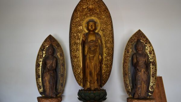 金剛寺の木造阿弥陀三尊立像が市指定の重要文化財に